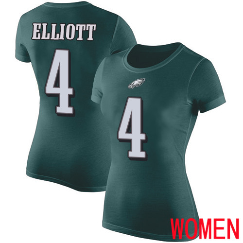 Women Philadelphia Eagles #4 Jake Elliott Green Rush Pride Name and Number NFL T Shirt